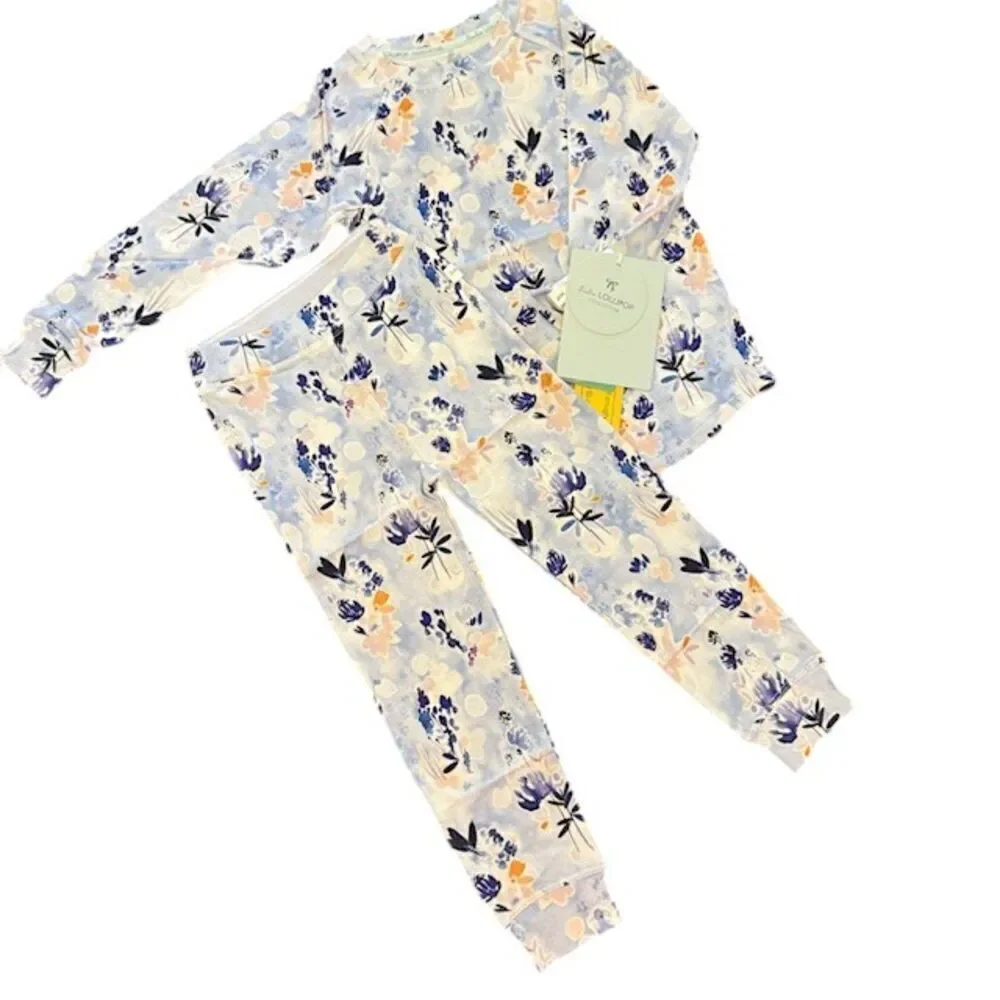 NWT Loulou Lollipop Pajama Set in Ink Floral Size 2T‎